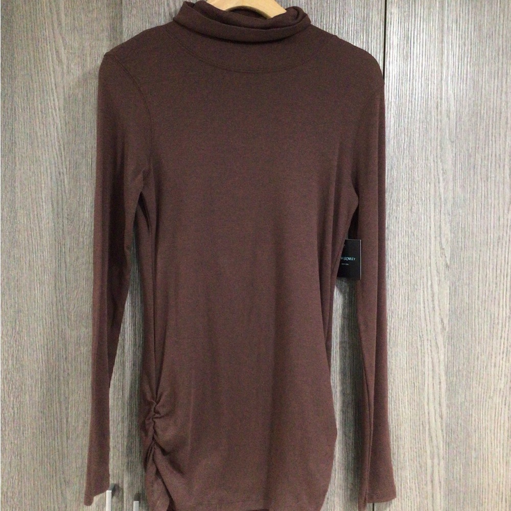 Cynthia Rowley Brown Long Sleeve Turtleneck Top